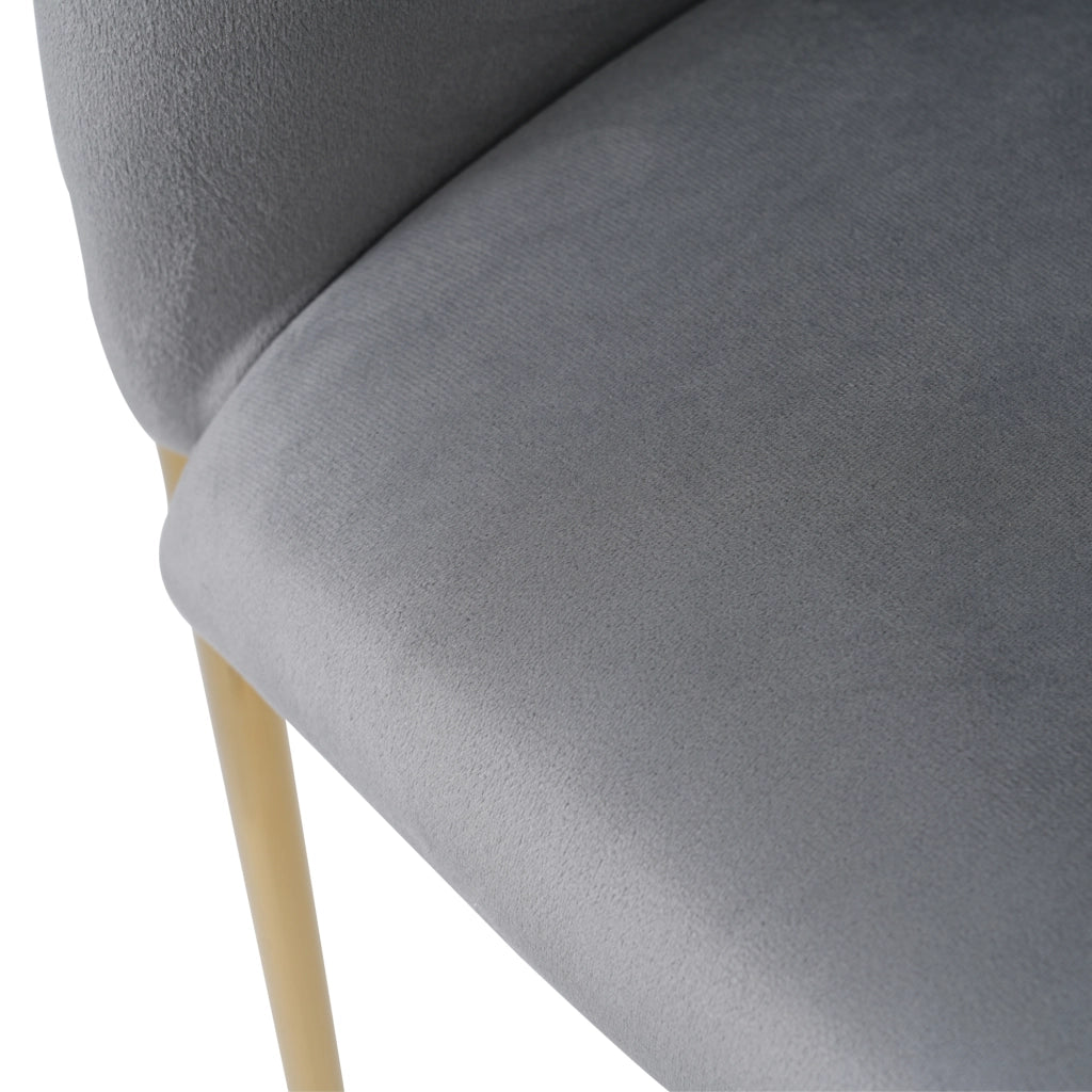 Set di 2 sedie da pranzo in velluto grigio con gambe in metallo