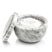 Contenitore in marmo con coperchio, bianco, rotondo, 10x7 cm