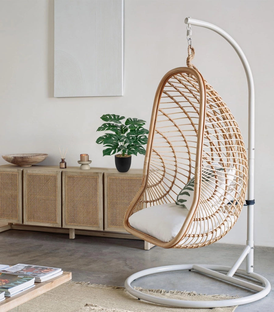 Pianta artificiale in vaso nero, riproduzione di Monstera con decorazione in pietra, pianta verde finta per soggiorno, ufficio, arredamento casa