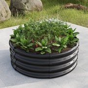 Fioriera rialzata rotonda ULEVR 45,7x45,7x30,5 cm in acciaio zincato Q195, nera