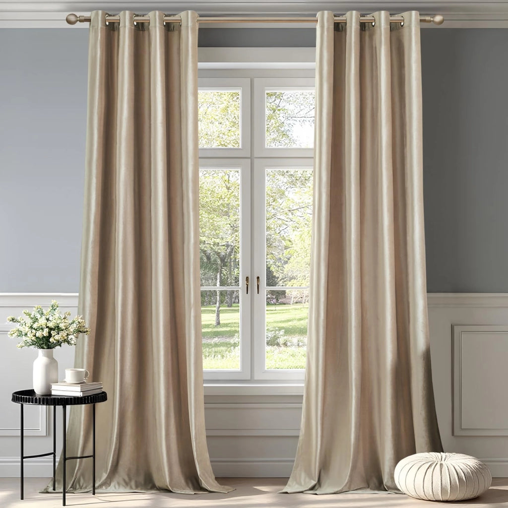 Tende oscuranti, set di 2, colore beige, dimensioni 132x213 cm