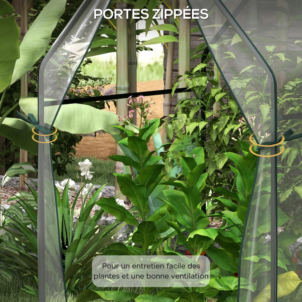 Serra da giardino per pomodori con 2 porte con zip, struttura in acciaio resistente per orto e piante, 90 x 90 x 145cm