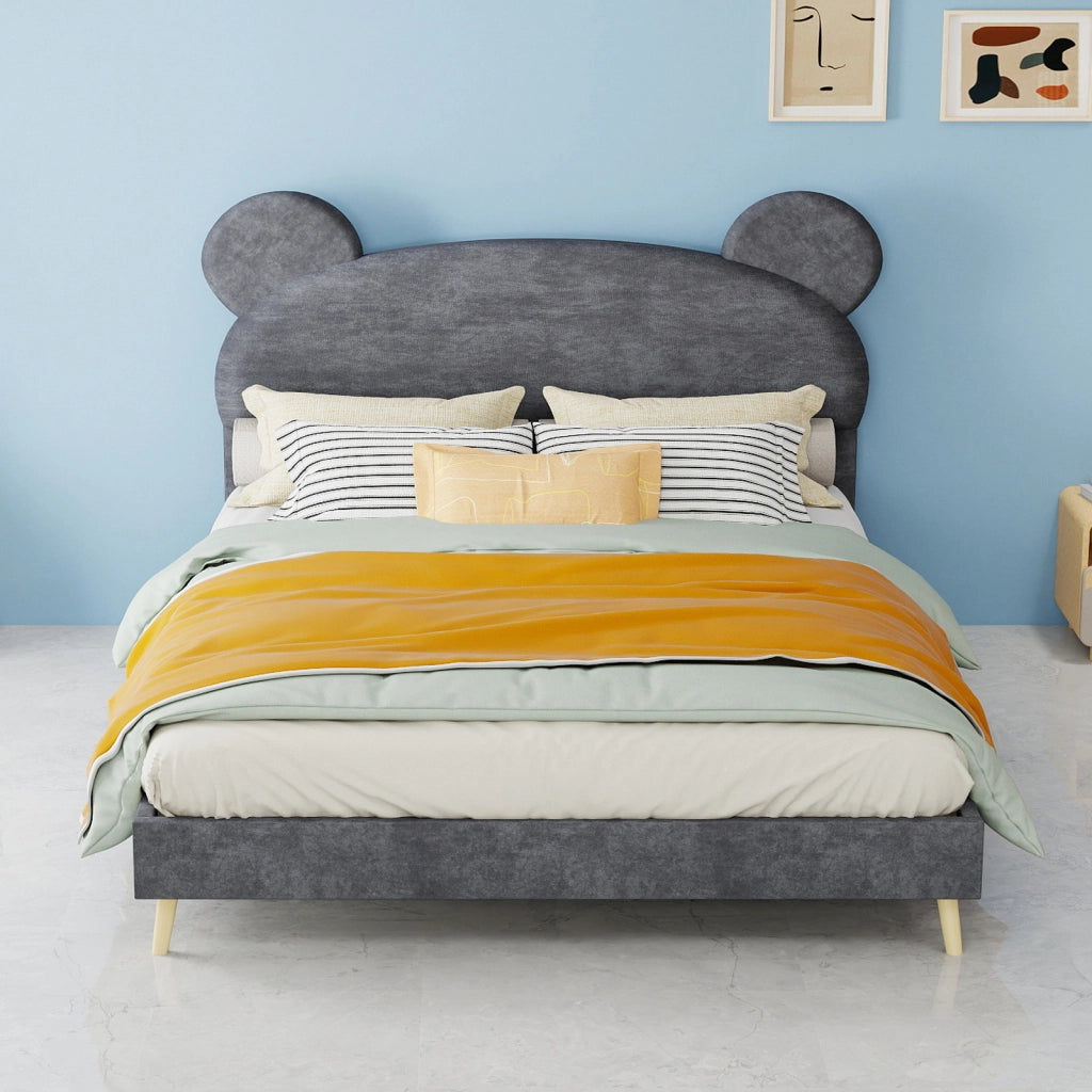 Letto imbottito tessuto metallo grigio 144 x 200 cm
