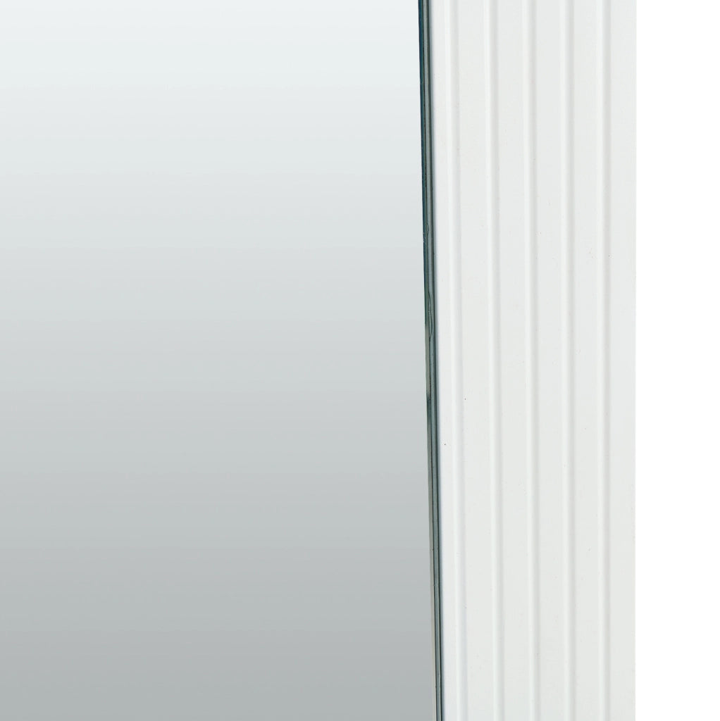 Specchio da parete quadrato 80x80 cm con cornice in MDF bianco a righe verticali
