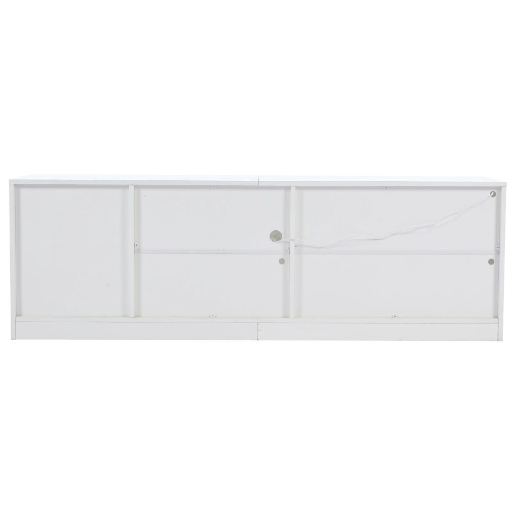 Mobile TV in MDF lucido bianco 160x40x52 cm con LED, porta TV per schermi fino a 65 pollici