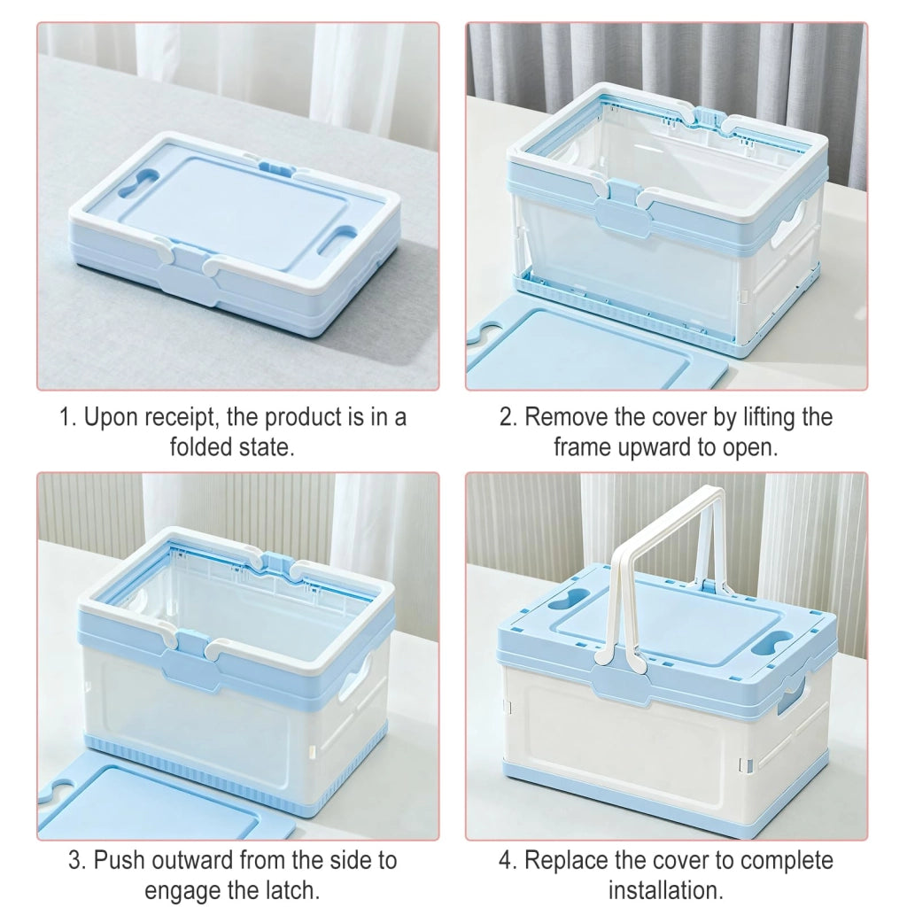 Contenitore pieghevole con coperchio, confezione da 2, dimensioni 25x17,2x14,6 cm