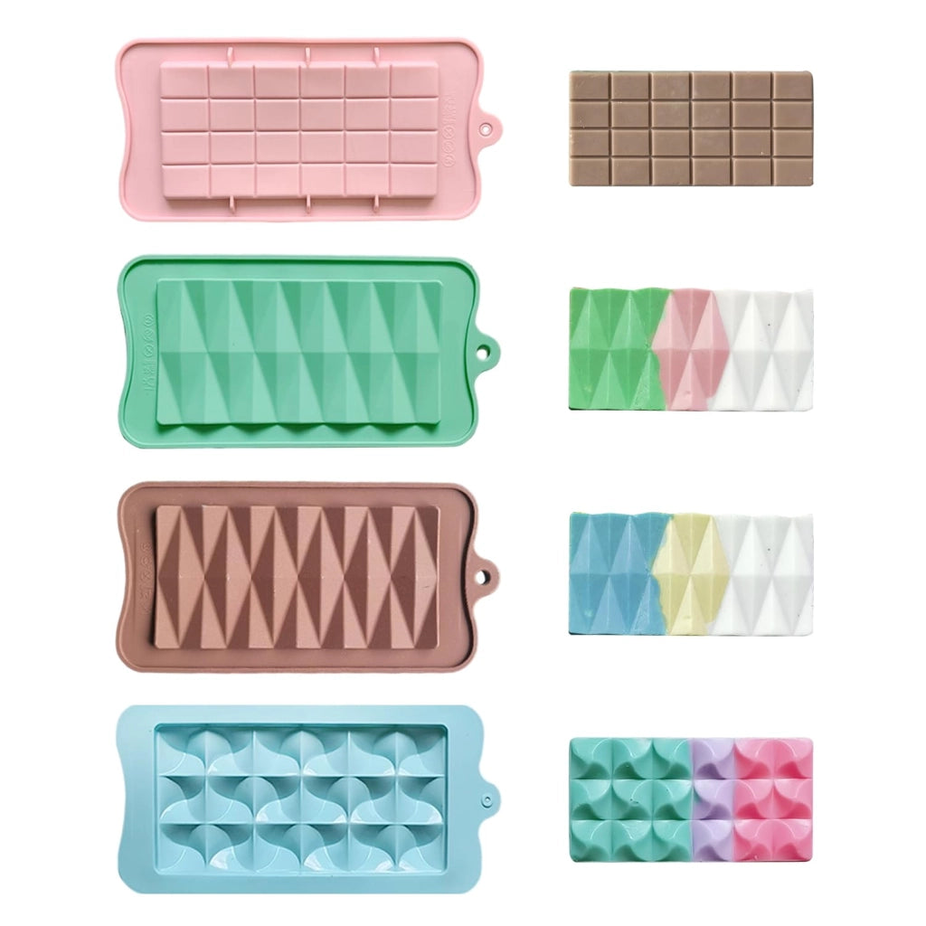 4 stampi in silicone per torte, dimensioni 22 x 10,7 cm, colore blu, rosa, verde, marrone