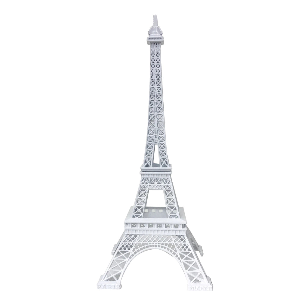 Statua della Torre Eiffel, 48 cm, lega metallica, bianca, confezione singola