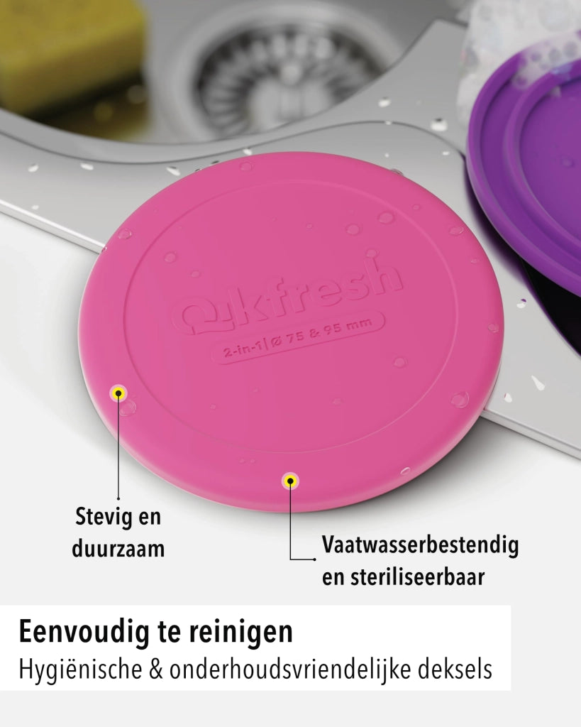 Coperchi in silicone per vasetti di yogurt da 150-500g, confezione da 2 pezzi, colore viola