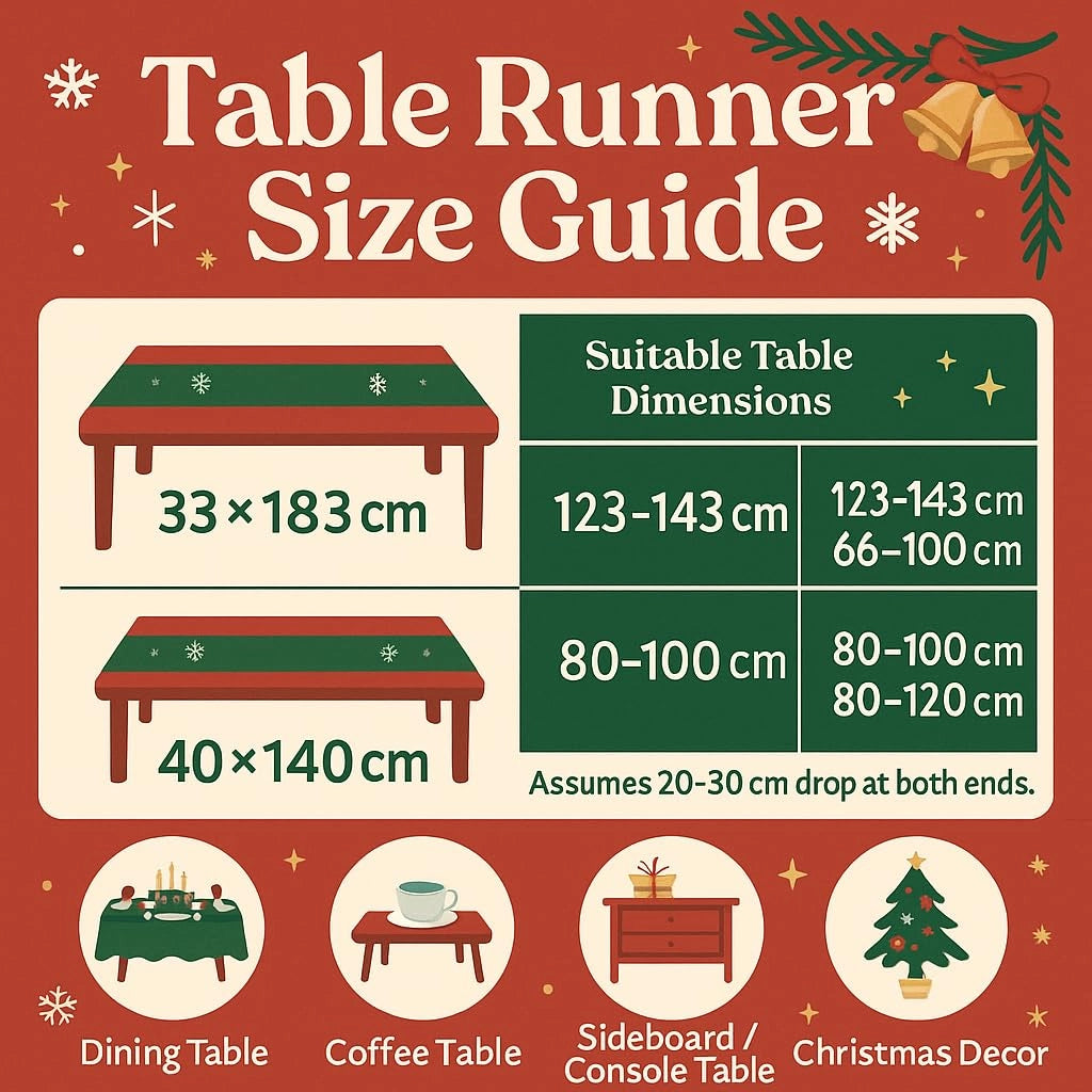Copritavolo verde per Natale, inverno, decorazione da tavola, fiocchi di neve, moderno, stagionale, 40 x 140 cm