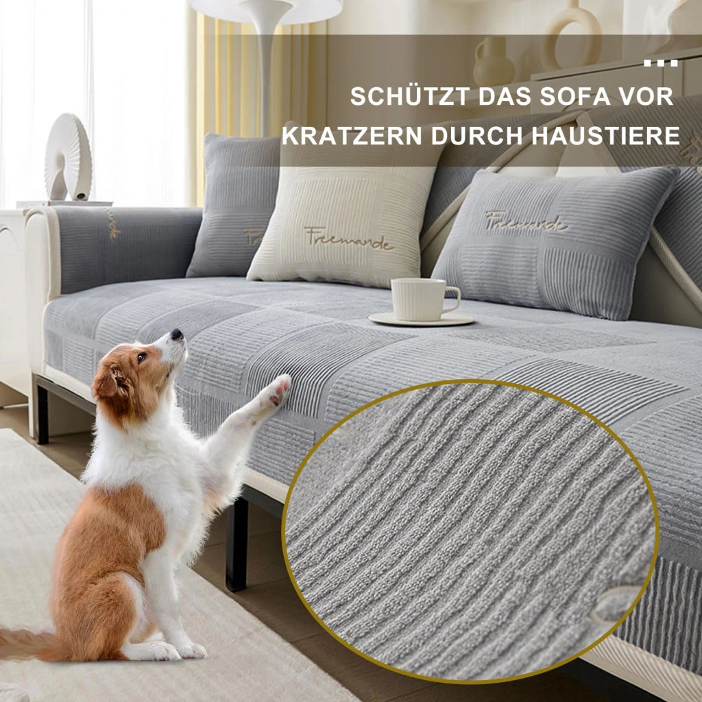 Copertura per divano, 90 x 160 cm, antiscivolo, in microfibra, grigia, 1 pezzo, design moderno