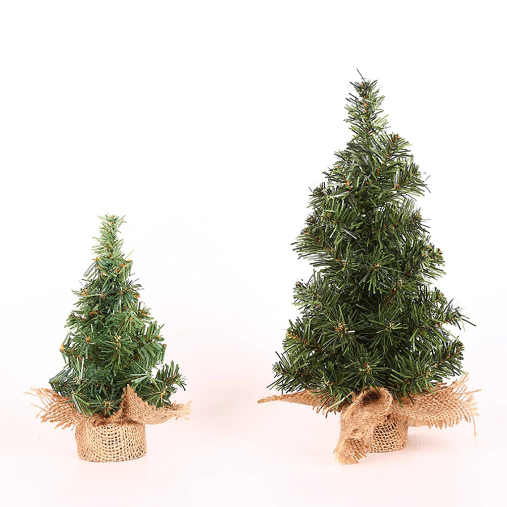 Set di 2 mini alberi di Natale artificiali, in PVC, verde, altezza 20 cm e 30 cm