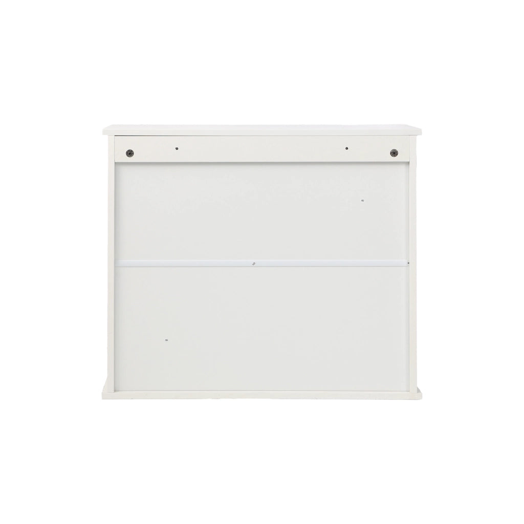 Mobile da bagno sospeso 69,3 × 43,8 × 11 cm con doppie ante a lamelle in MDF e pannello truciolare bianco