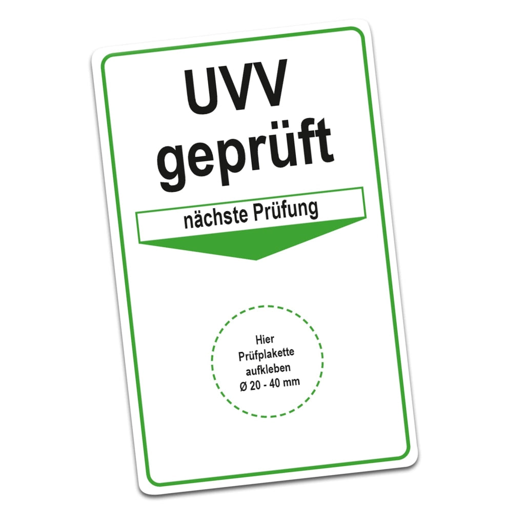 Set di adesivi per controlli di sicurezza (UVV), 10 pezzi, 5x8 cm, verde/bianco, autoadesivi