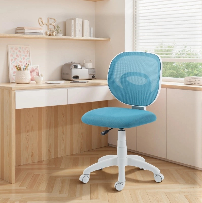 Sedia da ufficio ergonomica 59,5x53x81-89 cm in plastica blu, altezza regolabile