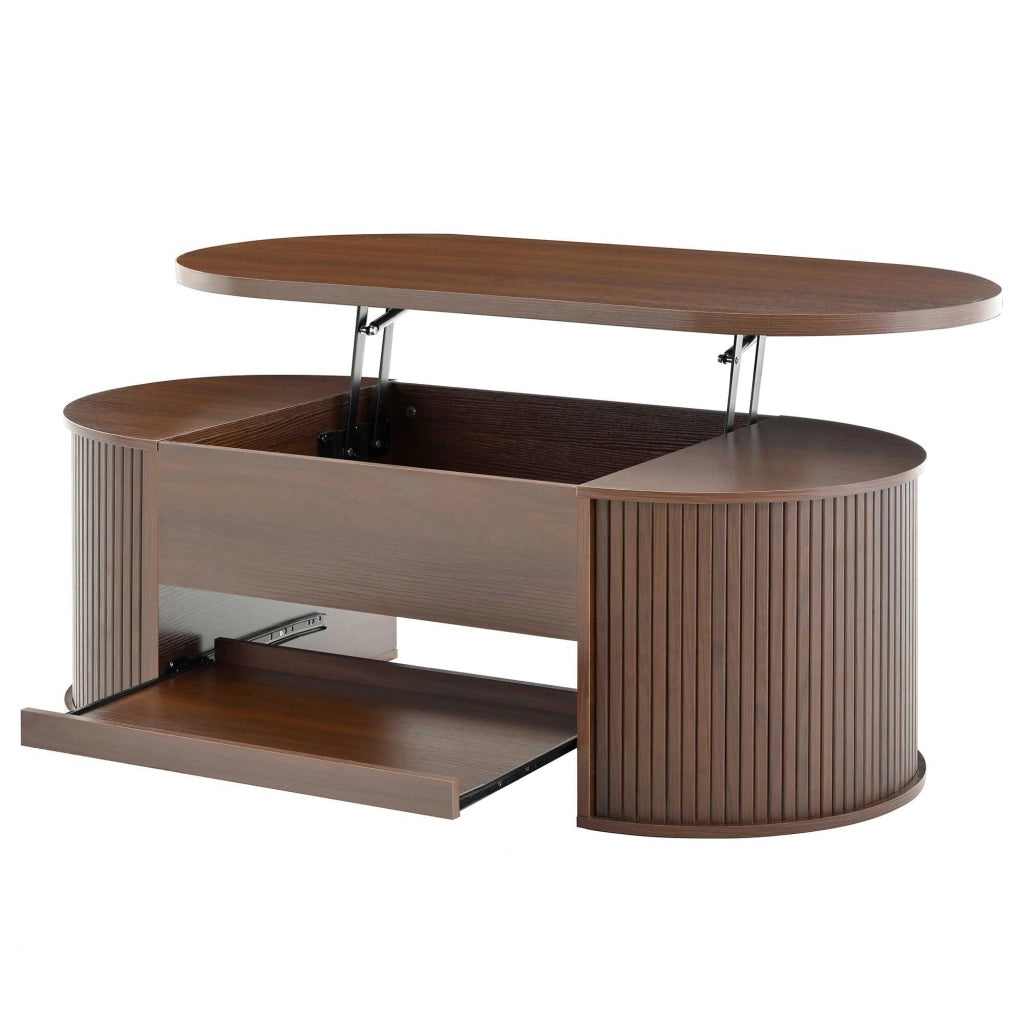 Tavolino da salotto con estensibile; mdf; naturale noce