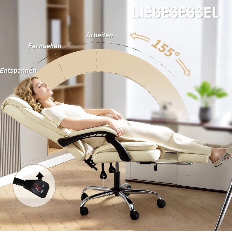 Sedia da ufficio ergonomica 66x72x121 cm in similpelle beige e nera