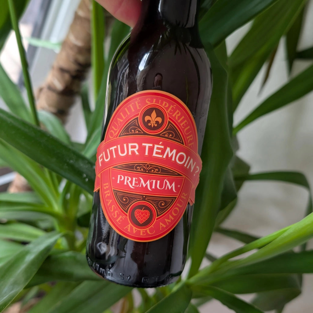 6 etichette per bottiglie di birra – Futur Témoin? – Verde e Oro