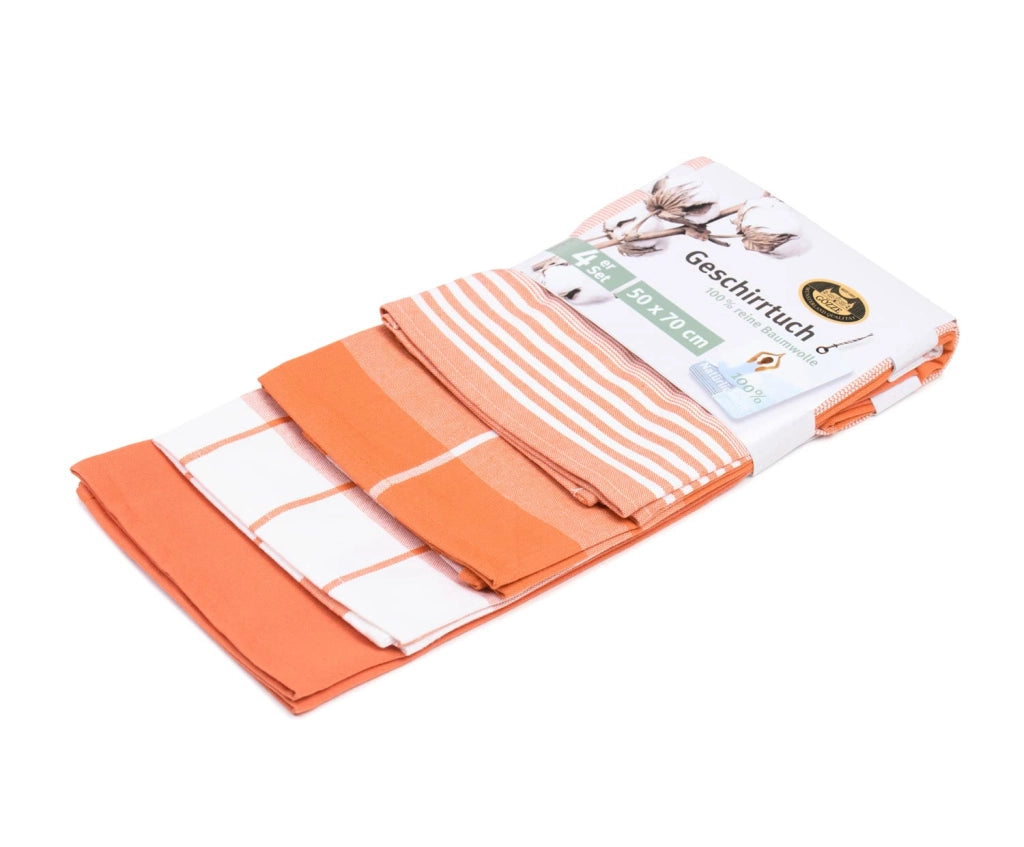 Set di 4 strofinacci, 100% cotone, 50 x 70 cm, colore terra