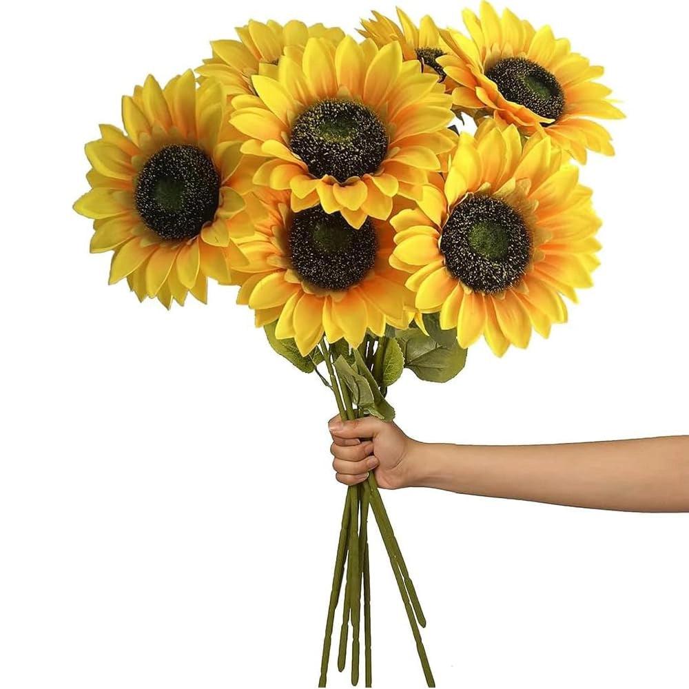 Girasoli artificiali, 8 pezzi, 40 cm, gialli, adatti alla decorazione