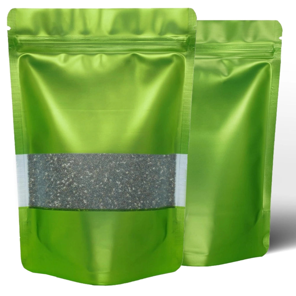 Sacchetti stand-up verde, confezione da 100 pezzi, capacità 3,5 grammi, resistenti agli odori