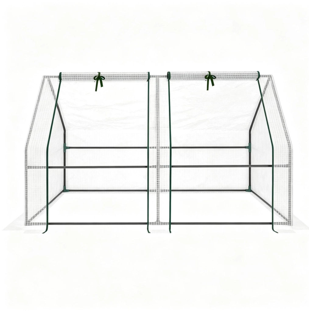 Mini serra da giardino 180 x 90 x 90 cm con 2 finestre, bianca