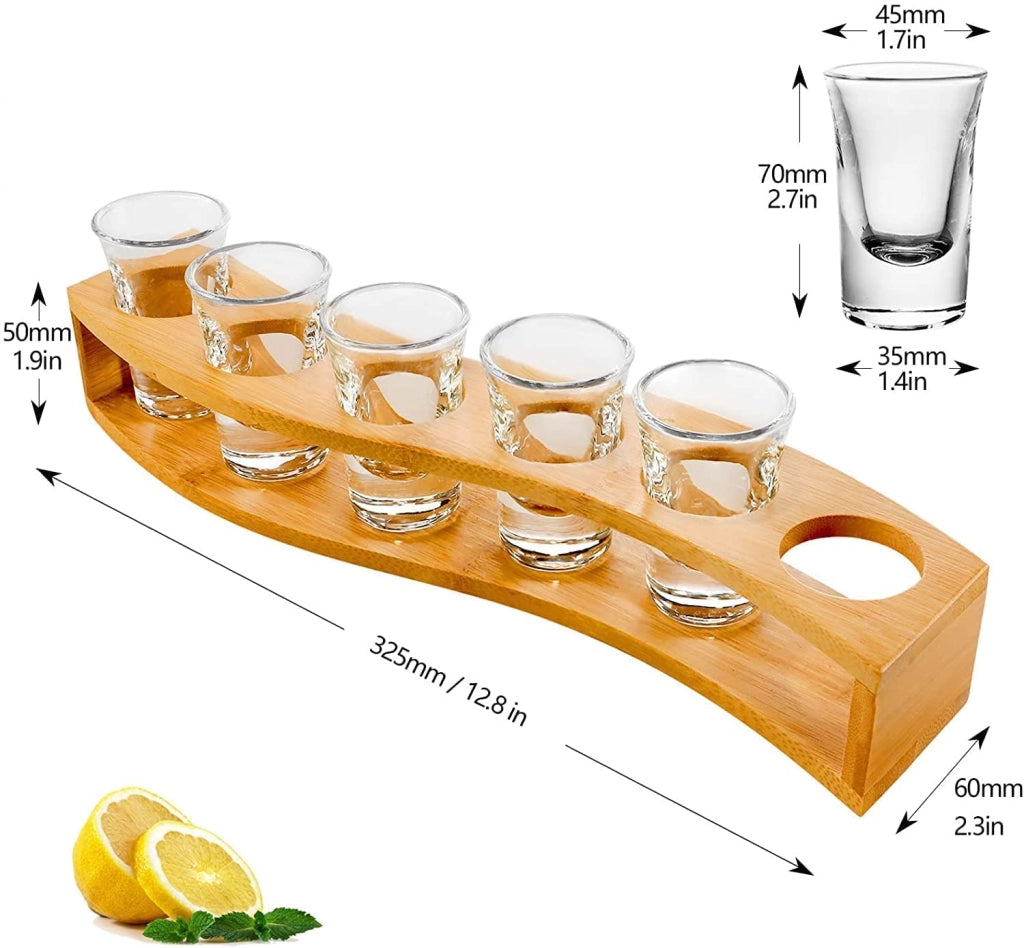 Set di 6 bicchieri da degustazione, capacità 30 ml, in vetro e metallo, forma rotonda, ideali per liquori e whisky