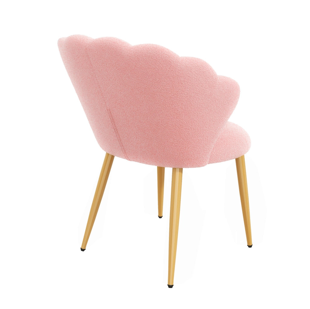 Set di 4 sedie da pranzo 60x62,5x83 cm in tessuto rosa con schienale a conchiglia