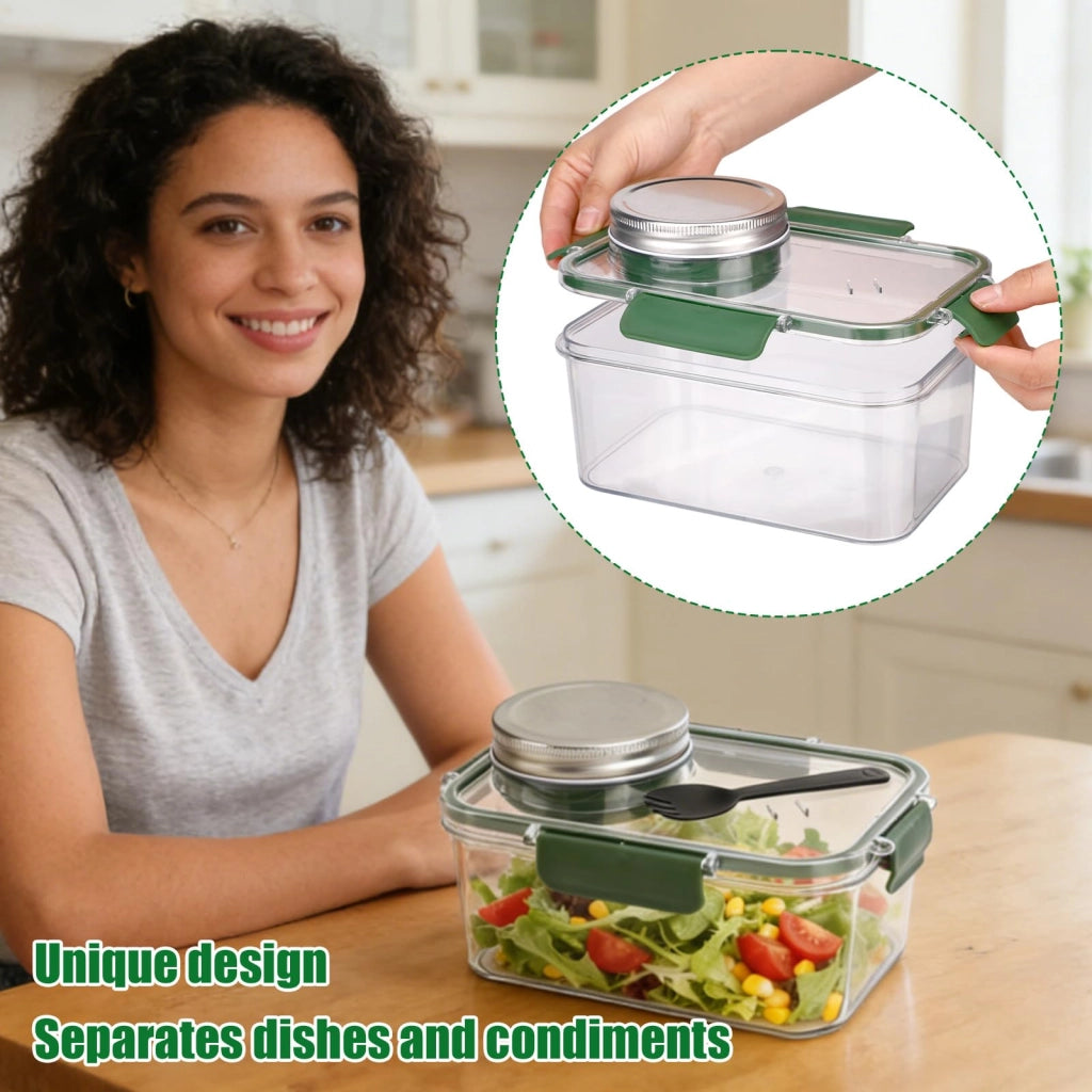 Contenitore per insalata, a prova di perdite, con contenitore per condimenti e posate, privo di BPA