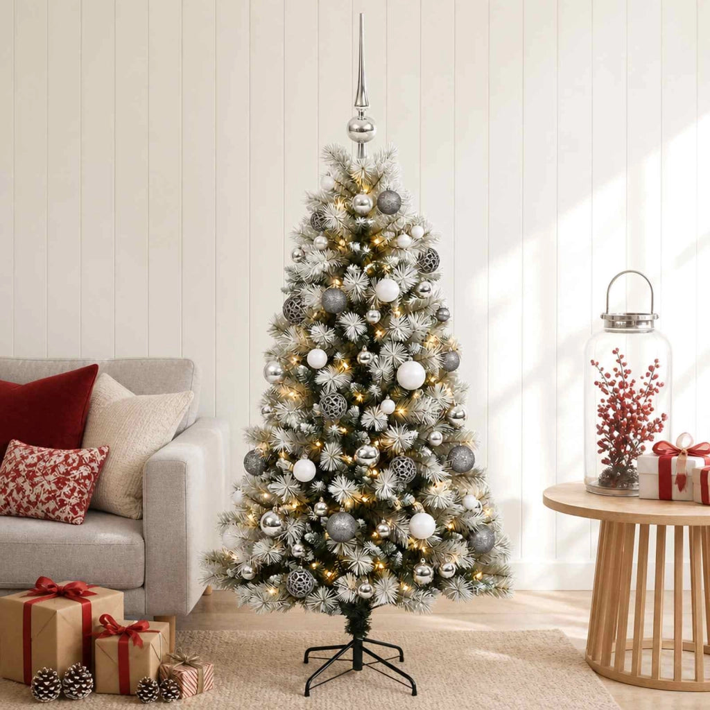 Albero di Natale artificiale con rami snodati e palline 120 cm 3466215