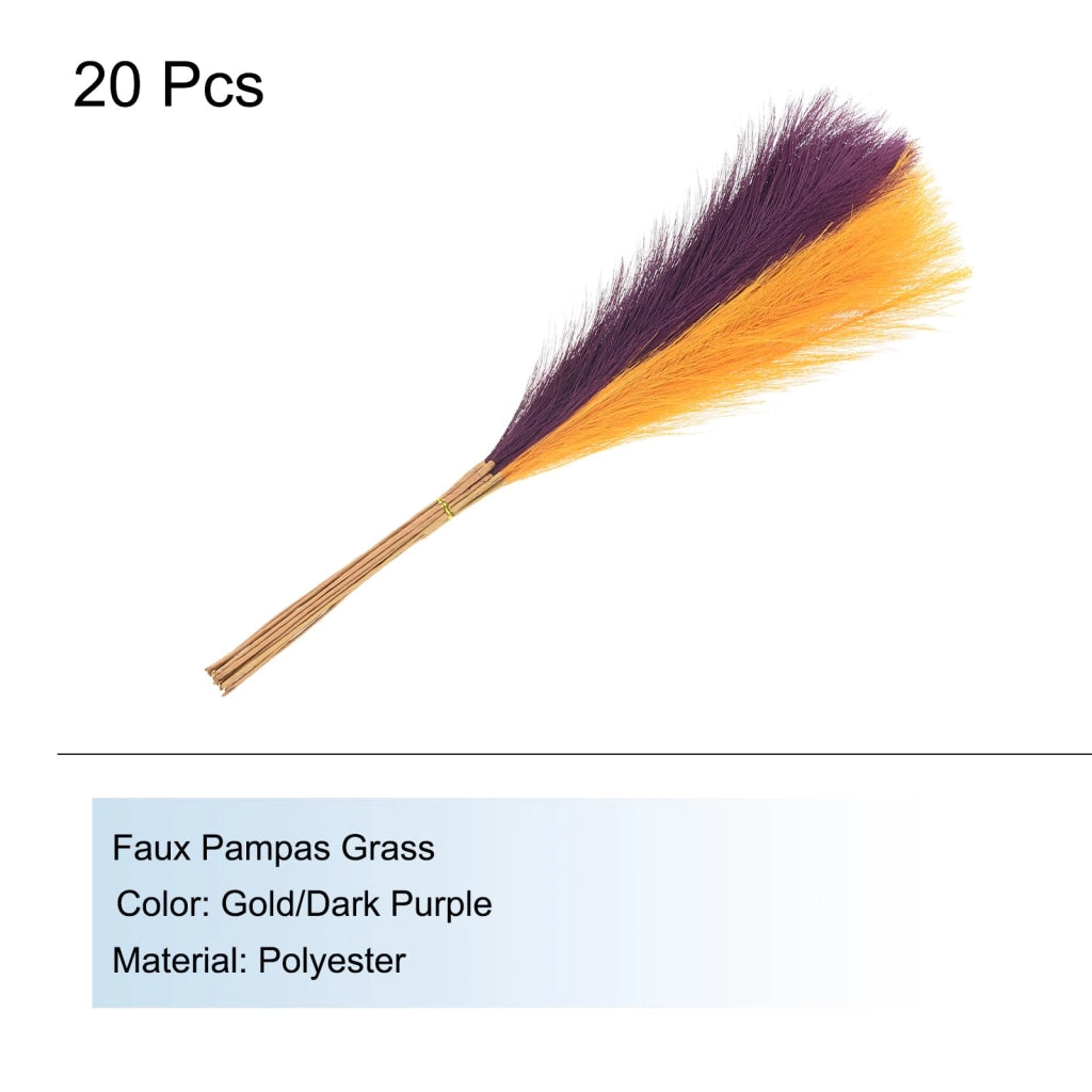 20 steli di erba di Pampas artificiale, altezza 55 cm, colore oro/viola scuro