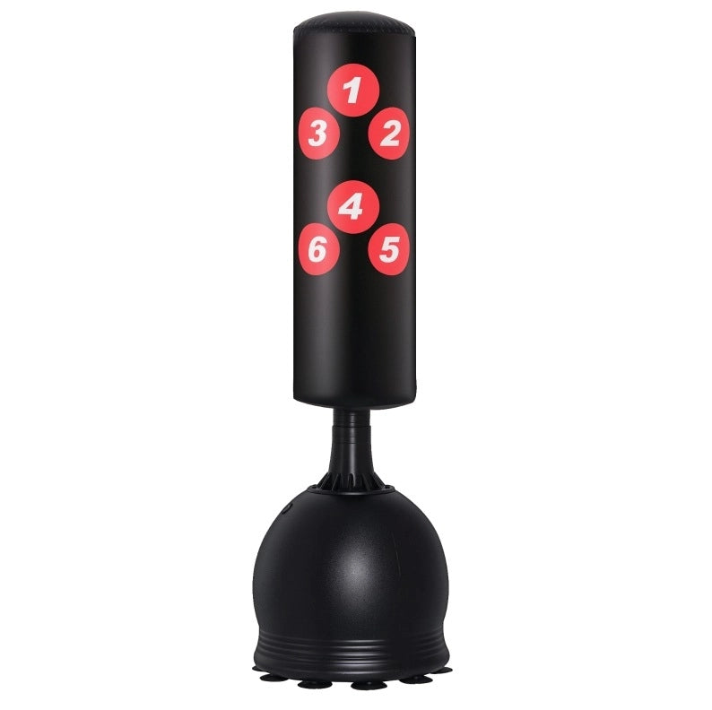 Sacco da boxe su supporto 165 cm in HDPE nero, base con ventose per allenamento