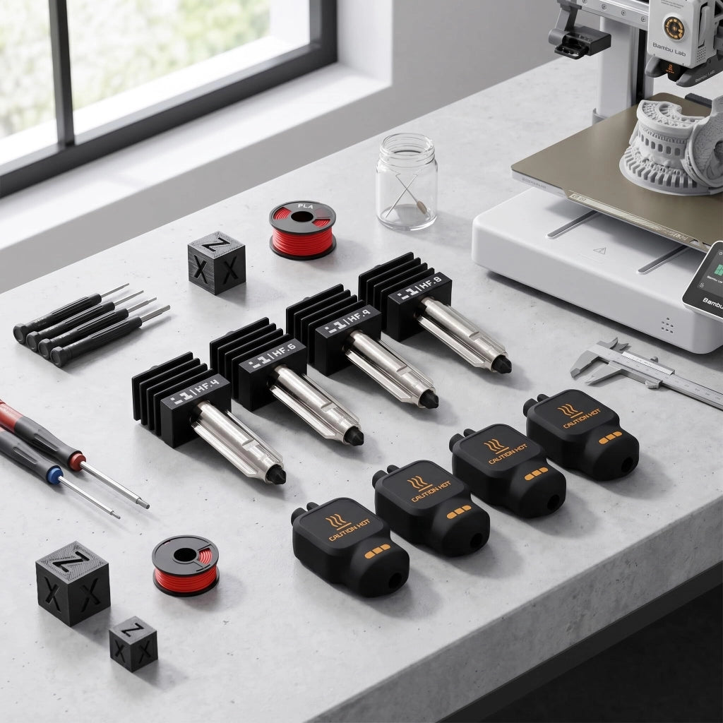 Kit hotend a 4 pezzi, con ugelli in acciaio temprato da 0,2 a 0,8 mm