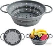 Setaccio pieghevole in silicone, 28 cm, resistente al calore, grigio