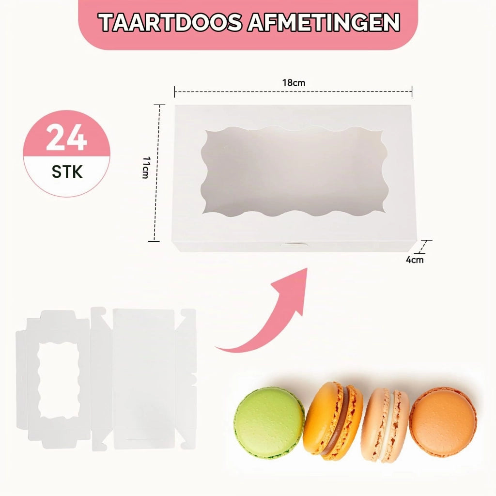 24 scatole per biscotti in cartoncino con finestra trasparente, dimensioni 18x11x4 cm