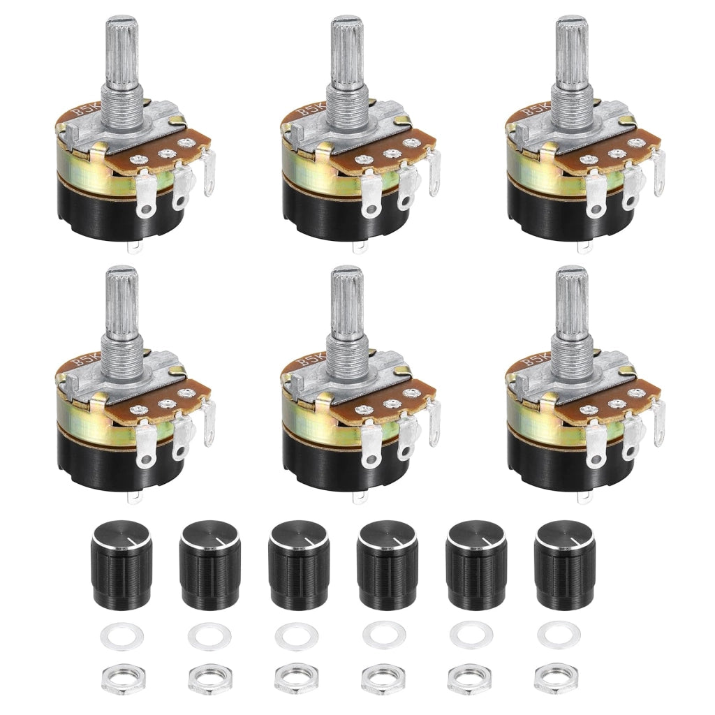 Potenziometro da 5K Ohm, confezione da 6 pezzi, resistenze variabili, con manopola rotativa