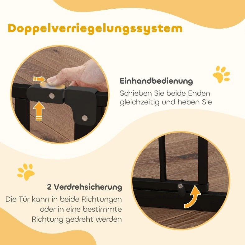 Cancello di sicurezza per cani 75-95 cm, h 76 cm, nero, montaggio a pressione