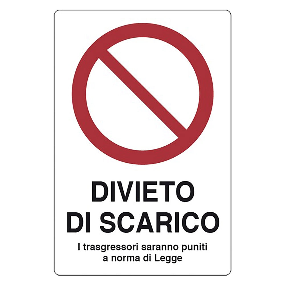 CARTELLO SEGNALETICA DIVIETO DI SCARICO