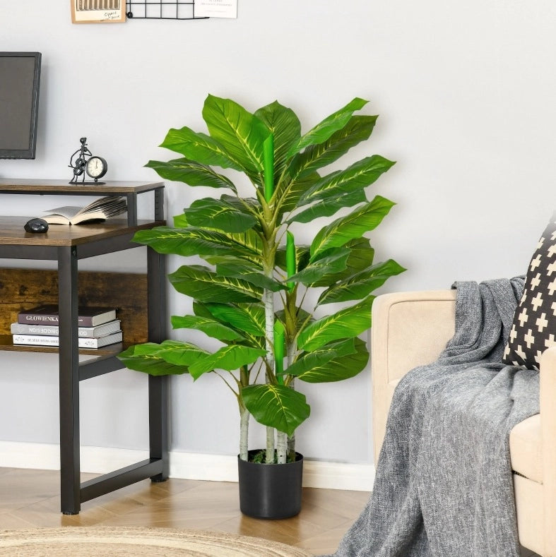 PIANTA ARTIFICIALE 95 cm Verde con 33 foglie e vaso