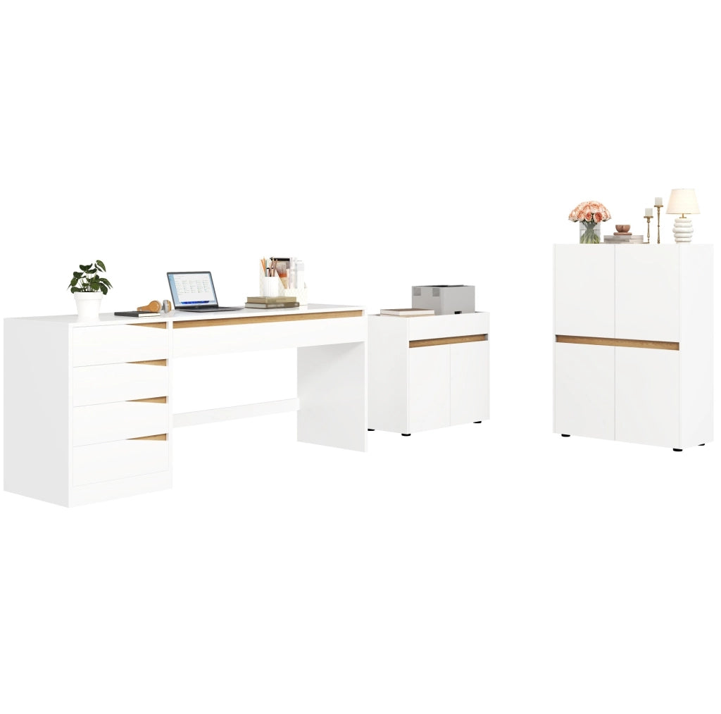 Mobile contenitore bianco 80 x 40 x 70 cm con cassetto e ripiani regolabili