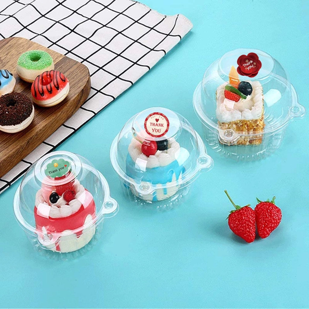 50 contenitori per cupcake, trasparenti, da 11,5 cm, adatti per torte e insalate