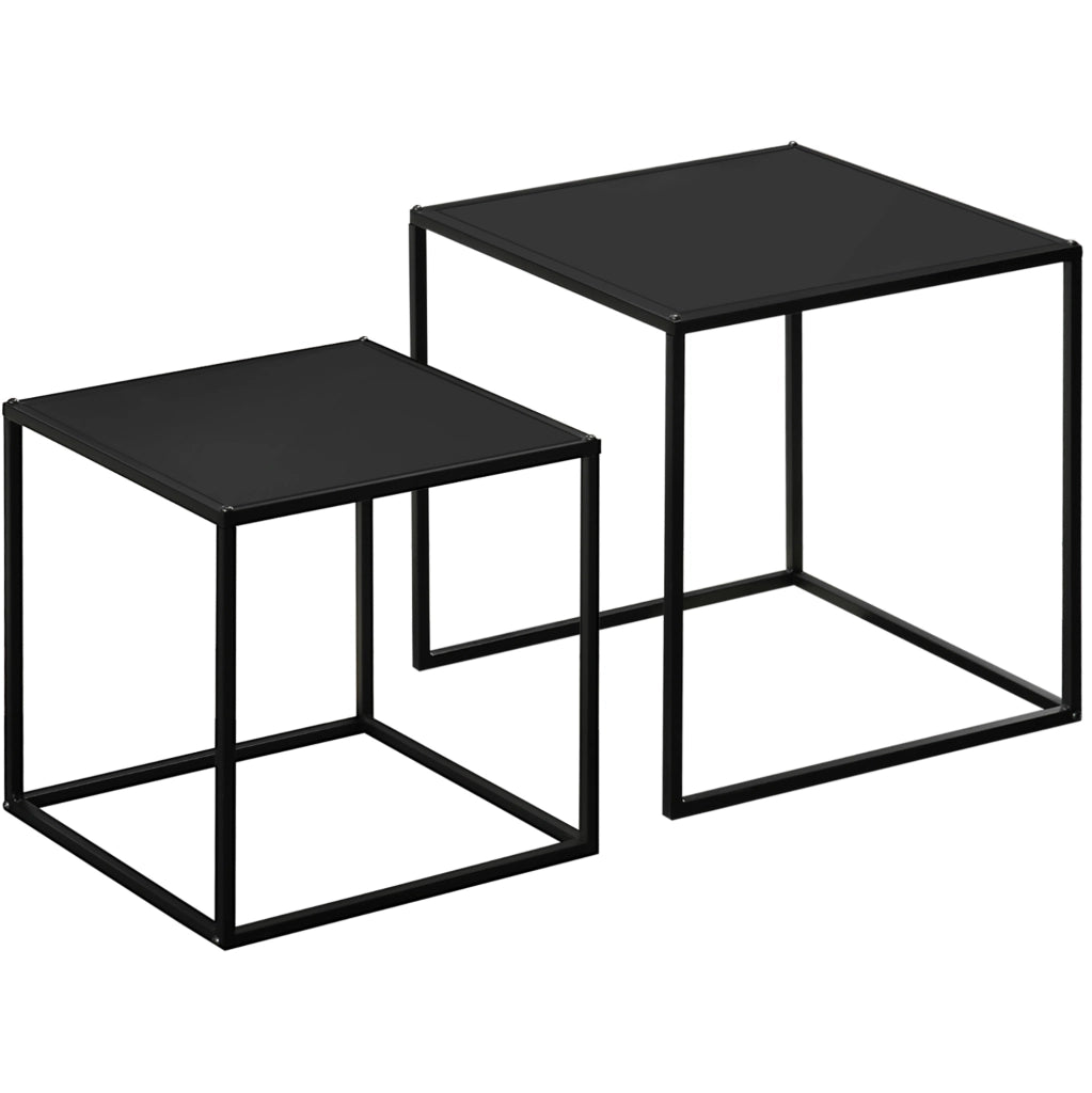 Set di 2 tavolini da salotto in acciaio nero, 40 e 35 cm
