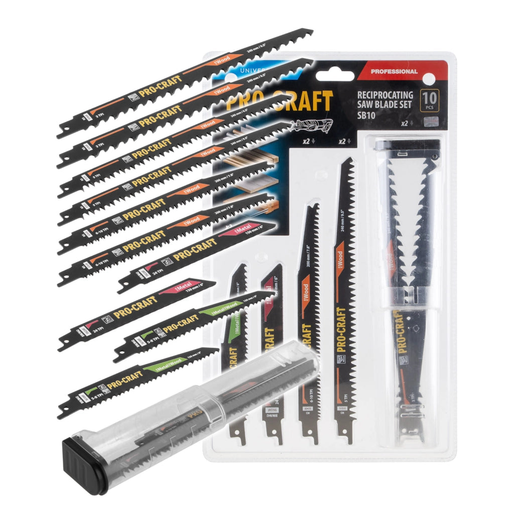 Set lame per sega a gattuccio Procraft SB10, 10 pezzi, BIM/M42 e HCS, 150-240 mm