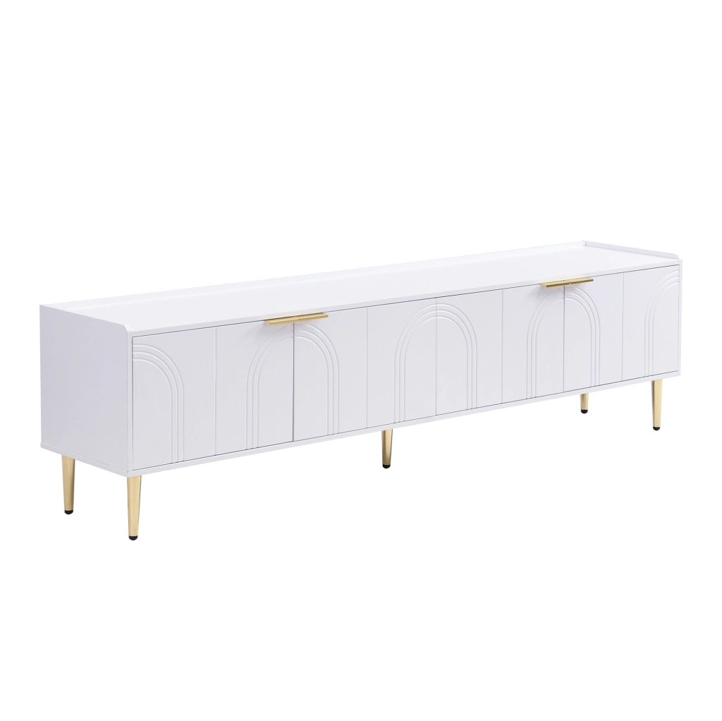 Mobile TV basso 170 x 35 x 47,5 cm in MDF bianco con passacavi