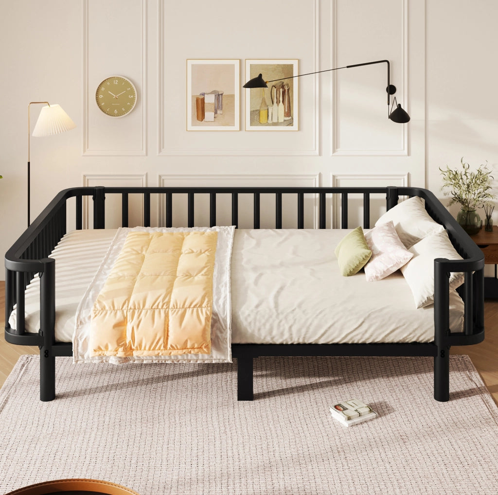 Letto divano in metallo 140 x 200 cm, nero