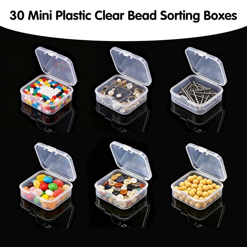30 mini contenitori di plastica, 5x5x2 cm, trasparenti