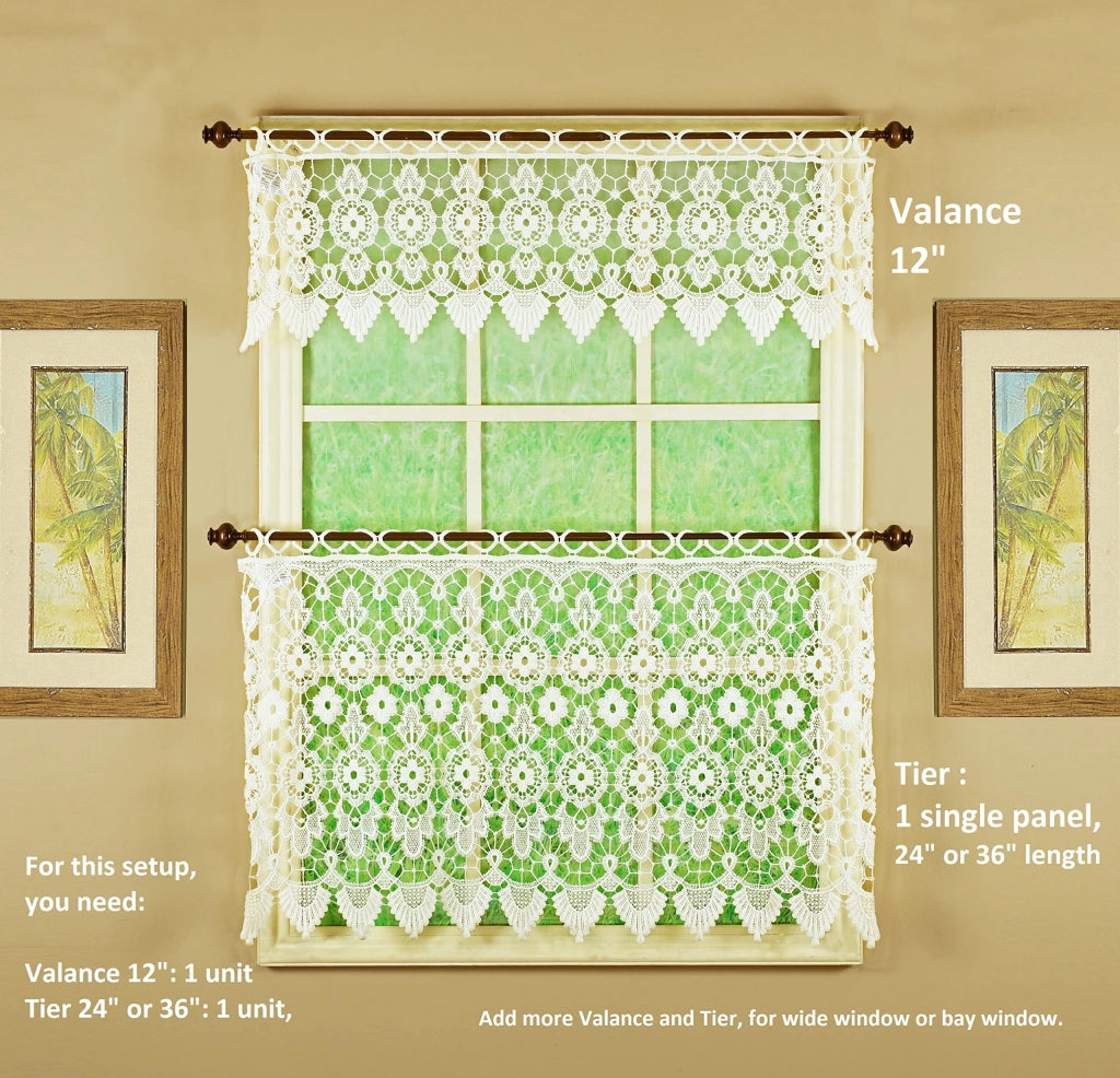 Volant in macramè, colore ecru, stile boho, dimensioni 35x12"