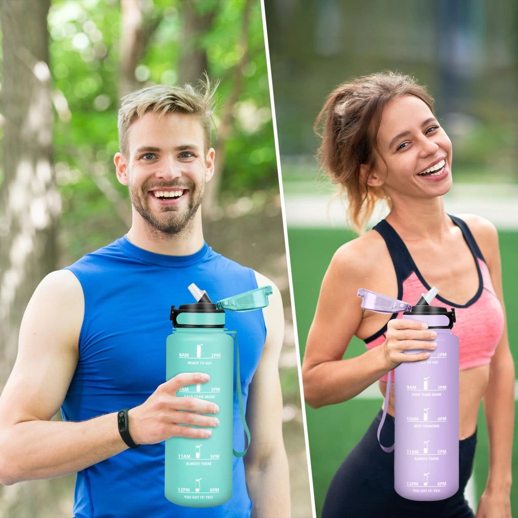 Bottiglia d'acqua da 1500 ml, a prova di perdite, riutilizzabile, con scala motivazionale