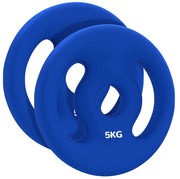 Dischi per manubri 2 x 5 kg Ø20 x 4 cm per barra 2,5 cm in plastica blu