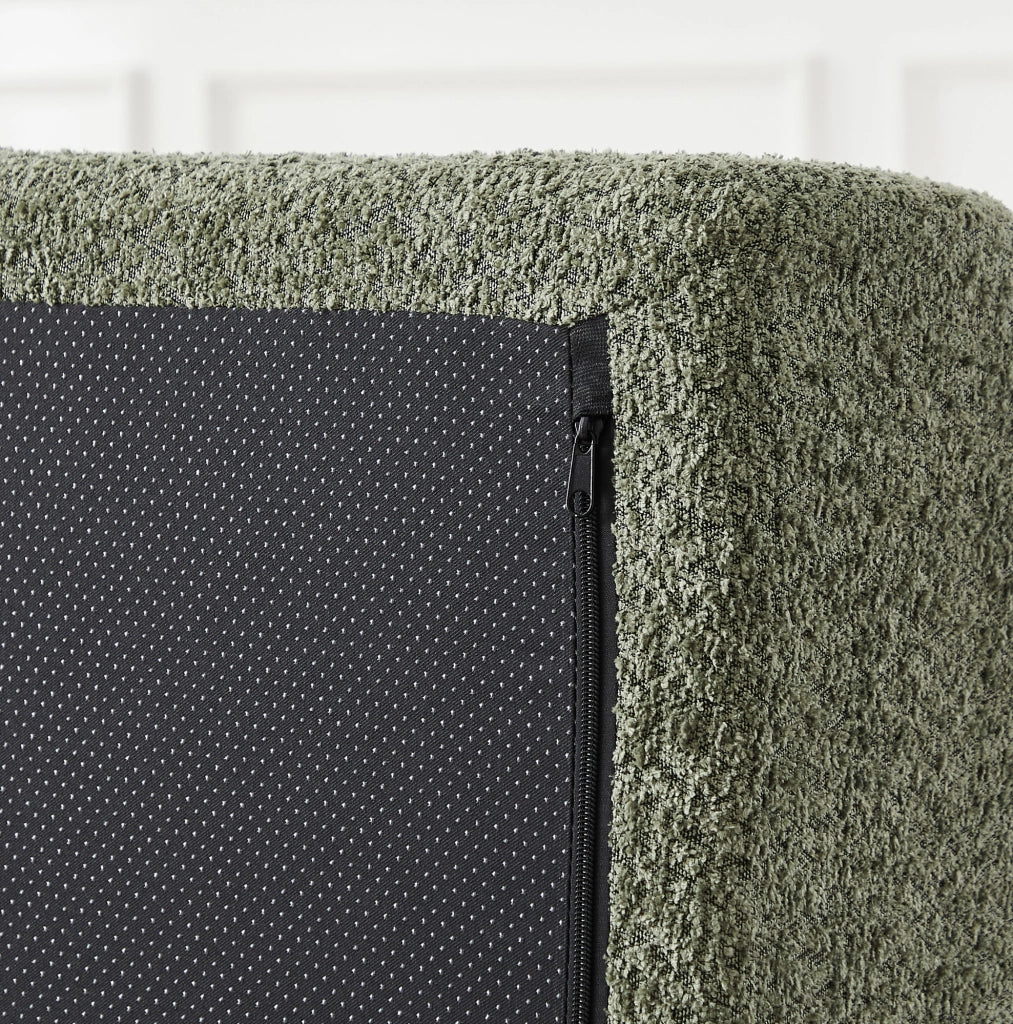 Divano letto modulare 4 in 1 in ciniglia verde con 4 cuscini